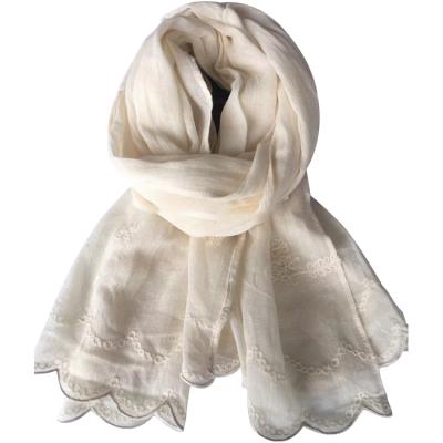 China High Quality Fashionable Embroidered Cotton Scarf Shawl Elegant Charming Scarf for sale