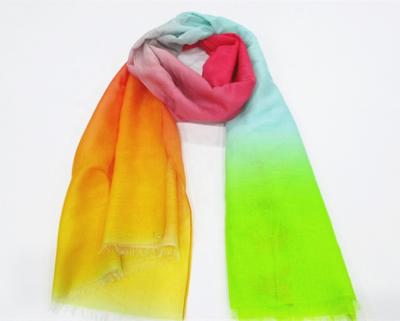 China New design color rainbow spring summer silk cotton shawl licensed changing splicing scarf for sale