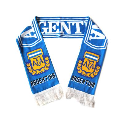 China Wholesale Pattern Acrylic Knitted Standard Size Knitted Acrylic Argentina Soccer Scarf For Concert Sports Competition for sale