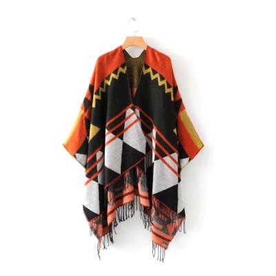 China Wool Elegant Design Comfortable Acrylic With Fringes Ladies Winter Woolen Poncho for sale