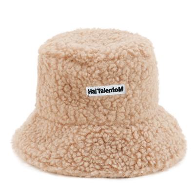 China Wholesale Good Plush Outdoor Vacation Thickened Soft Warm Fashion Fleece Solid Wool Bucket Hat for sale