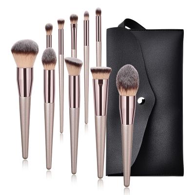 China Vegan Soft Champagne Makeup Brush Set Professional Hair 10 Pcs Beauty Tools Kakubin Foundation Brush Set Makeup Brushes for sale