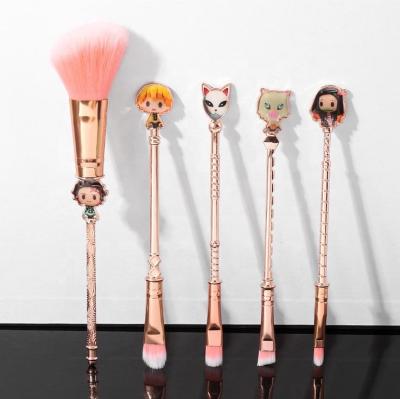 China New Arrival Japanese Cartoon 5 Pcs Demon Slayer Mackup Brush Makeup Brush Set Skin-friendly for sale