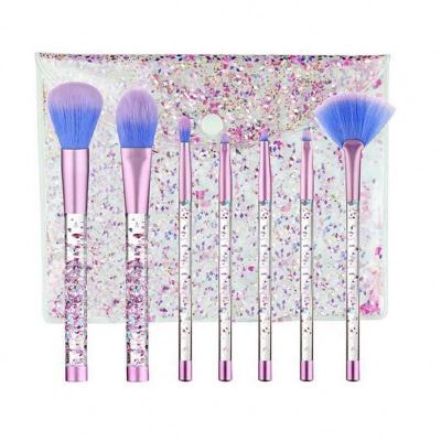 China Angular Blush 7 Pcs Hot Selling Quicksand Makeup Shiny Liquid Transparent Set Brush With Glitter Bag Makeup Brush for sale