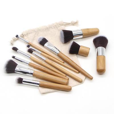 China Angular Blush Professional Eyebrow Brush Free Sample Finished Angled Bamboo Handle Make Up Tools For Make Up Eyesbrow Brush for sale