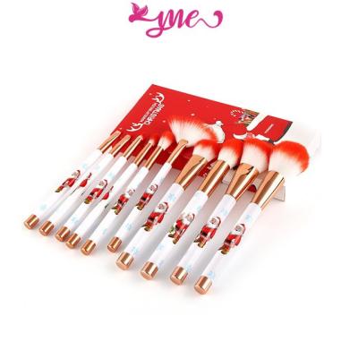 China Angular Blush Christmas Gift Professional Makeup Brush Set - 10pcs Christmas Magic Wand Makeup Brushes Cosmetic Makeup Tool Kit for sale