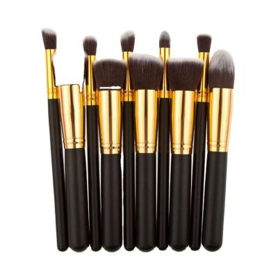 China Good Quality Good Quality 2021 Low Moq With Gold Handle Tube Gold Matte Black White Makeup Brush Wooden Handle Make Up Brush for sale