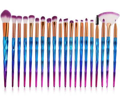 China Angular Blush 20PCS Eye Brush Shimmer Handle Glitter Vegan Makeup Blending Shiny Set Brush High Quality for sale