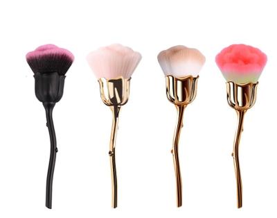 China Rose Flower Design Beauty Powder Soft Single Hair Brush Red Brush Blush Cosmetics Makeup Brush Valentine's Day Gift for sale