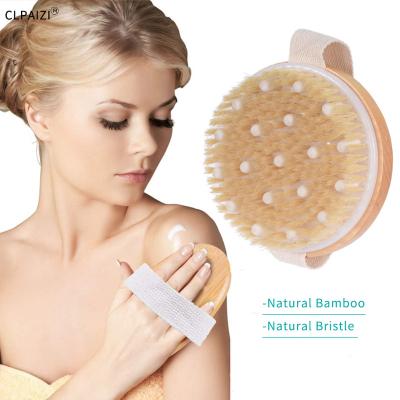 China Boar Natural Eco-Friendly Natural Wood Bristle Whole Body Bathing Brush Anti Cellulite Shower Massager Brus Bath Brushes for sale