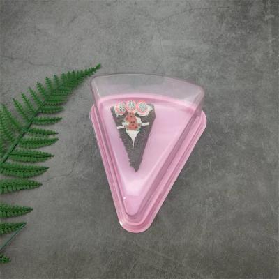 China Recycled Materials Lace Color Triangle Disposable Plastic Cake Slice Box for sale