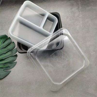 China Disposable Microwave PP 3 Compartments Bento Box Recyclable With Lid for sale