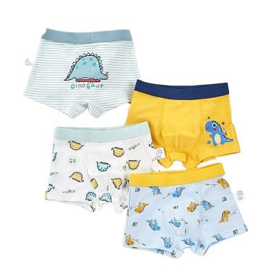 China Breathable 4pcs Breathable Dinosaur Print Boxer Briefs for Toddler Boys children underwear wholesale underwear cotton boys Comfy Underwear for sale