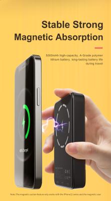 China 18W Magnetic Power Bank Charge 15W Power Bank Charge 15W Power Bank Two-Way Cable Safe Fast Charging Android 5000mAh Magnetic Wireless Power Bank for sale