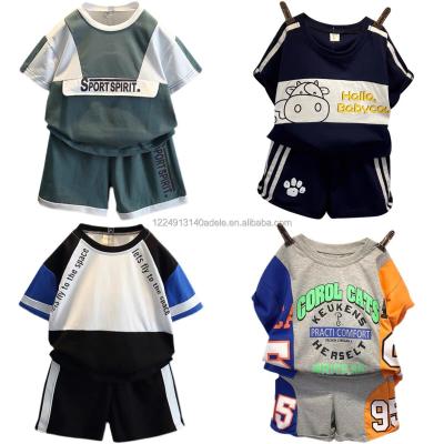 China Casual Factory Wholesale Children's Clothing Set Amazon Hot Selling Amazon Style Short-sleeve Korean Baby Clothes Suits for sale