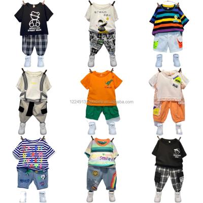 China Factory Casual Wholesale Customized Baby Boy Dressing Sets Kids Clothes Pants Summer Suit Sets Boys And Girls T-shirts for sale