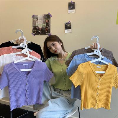 China Wholesale Women's Knitwear Sweaters Anti Shrink Summer Short Sleeve Computer Knitted Sweater Top Women Casual Ladies Knit Sweaters for sale