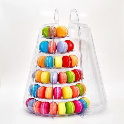 China Disposable Plastic Blister 6 Tiers Layers Macaroon Tower Display Stand Holder For Party Use for sale