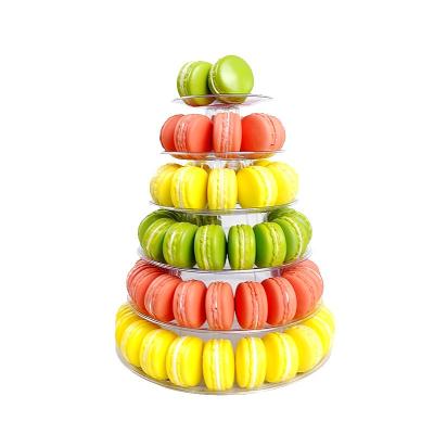 China Wholesale 6 Tiers Disposable Plastic Macaroon Tower Display Stand With Carry Cases for sale