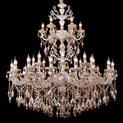 China European classic living room lamp villa home interior decoration white luxury led modern crystal chandelier for sale