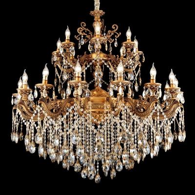 China Large Modern Luxury Gold EUROPEAN Crystal Chandelier Alloy K9 Crystal Chandelier High-end LED Crystal Hanging Pendant Chandelier for sale