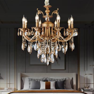 China European Modern Iron Gold Arm Candle Chandelier Luxury Hotel Decoration Crystal Chandelier for sale