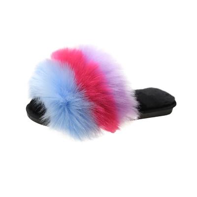 China Factory Custom Ladies Plush Light Pink Fluffy Slippers Shoes Comfortable Home Non-slip Fur Slides For Women for sale