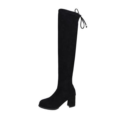 China Round Ladies Winter Shoes Big Size High Heel Women Over The Knee High Boots 2020 for sale