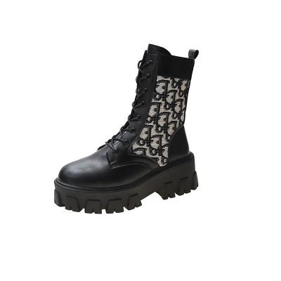 China Unique Cheap Comfortable Electrically Heated Lace Up Women's Ladies Black Short Classic Thick Heel Short Boots for sale