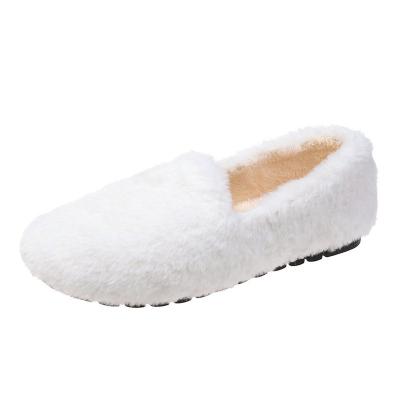 China Comfortable Women Thermal Loafer Winter Fur Slippers Cotton Women Flat Single Shoes for sale