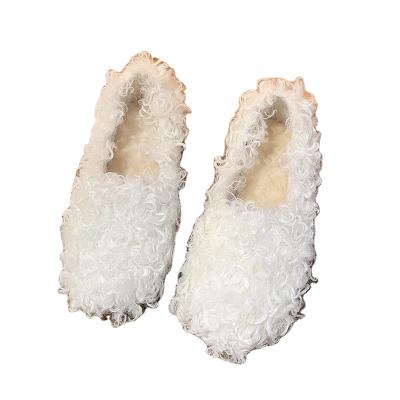 China Simple Winter Women Flat Round Shoes Casual Set Foot Shoes Fur Lazy Sandals for sale