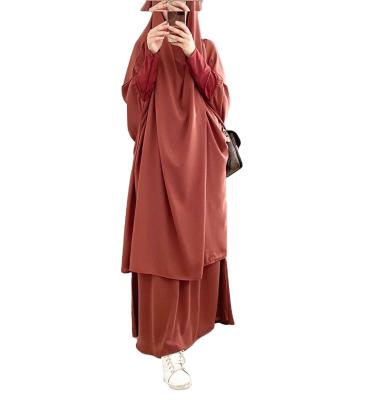 China Wholesale Comfortable Muslim Women Swing Long Dress Feel Solid Color Tightening Cuffs Loose Long Islamic Superb Hijba Abaya Suit Dress for sale