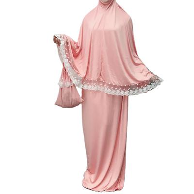 China Abaya With Style And Lace Wholesale Unique Muslim High Quality Cute White Edge Burqa Solid Color Lace Oversize Pendulum Keep Women Long Dress for sale