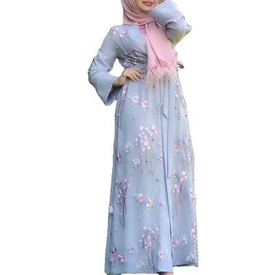 China Middle East Abaya Soft Unique Turkish Embroidery Soft Unique Turkish Embroidery Feeling Flower Long Robe Three-Dimensional Dress for sale