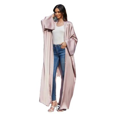 China High Quality Light Abaya Solid Color Solid Color Sleeve Cardigan Open Plus Size Loose Loose Long Dress for sale