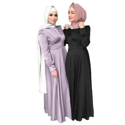 China Dubai Spring Embroidered Female Waist Wholesale Floral Satin Elegant Long Skirt Beaded Muslim Dress for sale