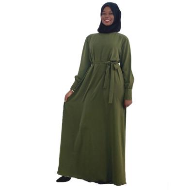 China Middle East Dubai Turkey Long Skirt Tunic Sleeve Drawstring Lace Up Simple Anti-Wrinkle Fashionable And Elegant Button Long Muslim Dress for sale