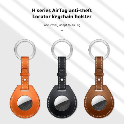 China Applicable Skin Feel Airtags Case Leather Airtag Apple Tracker Cover Device Shell Leather Anti-Lost Positioning Manufacturer 86003 for sale