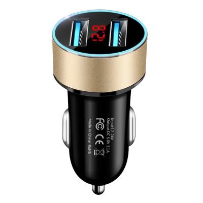 China Mobile Phone/Mobile Phone Car Head USB Fast Charging Dual Port Charger Ipad/Camera/PDA/MP3 LED Digital Display 3.1A Smart for sale