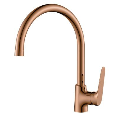 China Germany Metered Faucets Hot And Cold Water Supplied Rose Gold Kitchen Sink Copper Mixer Taps for sale