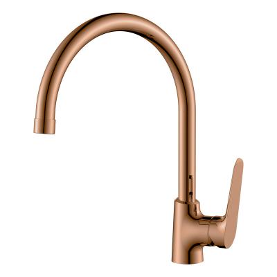 China Contemporary Style Slim Brass Rose Gold Kitchen Faucet Taps by Torneira Cozinha Electric Faucets Body for sale