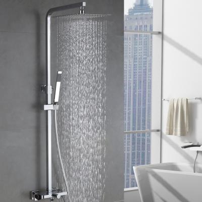 China With High Quality Brass Thermostatic Slide Bar Hotel Chrome Plating Bathroom Rain Shower Mixer Set for sale