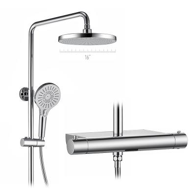 China With Slide Bar Hotel Chrome Color 3 Functions Thermostatic Exposed Shower Faucets for sale