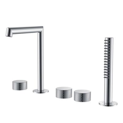 China With Slide Bar 5 Holes Deck Mounted Modern Bath Shower Faucets With Hand Spray for sale