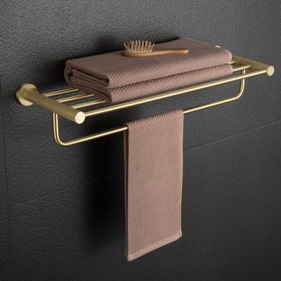 China Modern Bath Sets For Hotel Bathroom Accessories Luxury Brass Wall Mounted Towel Rack Hotel Use Bath Towel Racks for sale