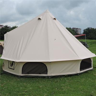 China Extended Type Top Green Bell Tent Manufacture High Quality Luxury Indian Cotton Canvas Waterproof Family Camping Tent for sale