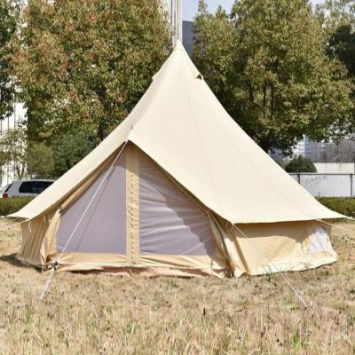 China Extended Type 5m Large Outdoor Camping Tent China Manufacture 3m 4m Top Green Canvas Bell Tent Family Tents for sale