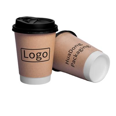 China Biodegradable Custom Logo Printed 12oz Double Wall Bubble Tea Juice Coffee Disposable Paper Cups 8oz With Lid Packaging for sale