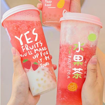 China Eco-Friendly Cute For Cold Custom Mini Slit Boba Bear Reusable Tea Plastic Drinking Cup Custom With And Lids Logo Printed for sale