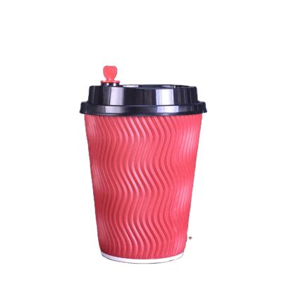 China Disposable Eco Friendly Hot Drink Branded Layout Customized Coffee Paper 8oz Cups Double Wall Disposable With Lids 12 oz for sale